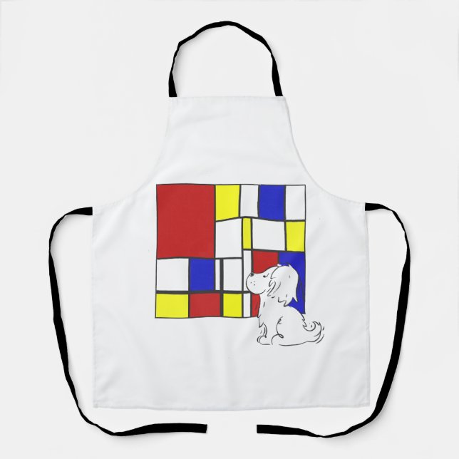 Mondrian inspirierte Kamille Schürze (Vorderseite)