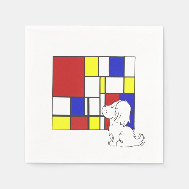 Mondrian inspirierte Kamille Serviette (Vorderseite)