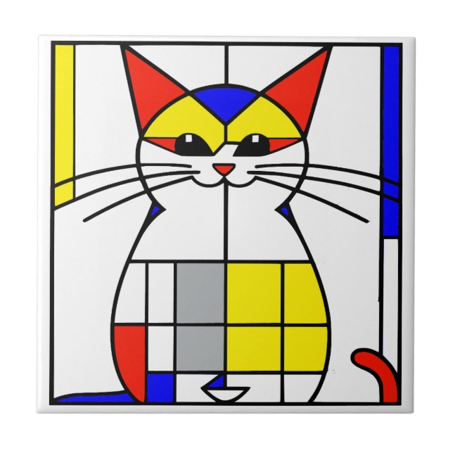 Mondrian Katze Fliese (Vorderseite)