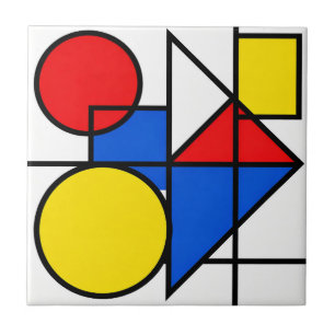Mondrian-Komposition in Primärfarben Fliese