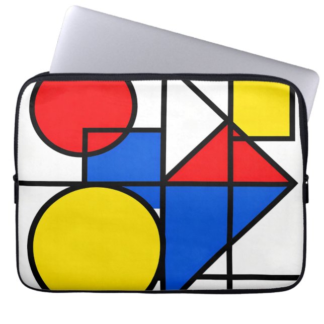 Mondrian-Komposition in Primärfarben Laptopschutzhülle (Vorderseite)