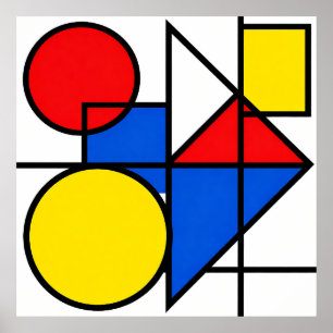 Mondrian-Komposition in Primärfarben Poster