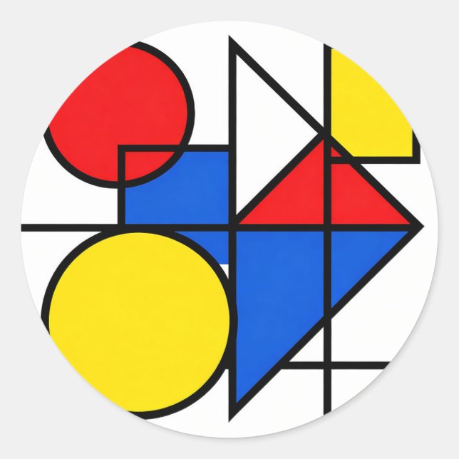 Mondrian-Komposition in Primärfarben Runder Aufkleber (Vorderseite)