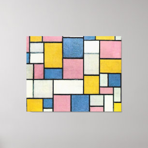 MONDRIAN - KOMPOSITION MIT FARBFLÄCHEN & GRAUEN LI LEINWANDDRUCK