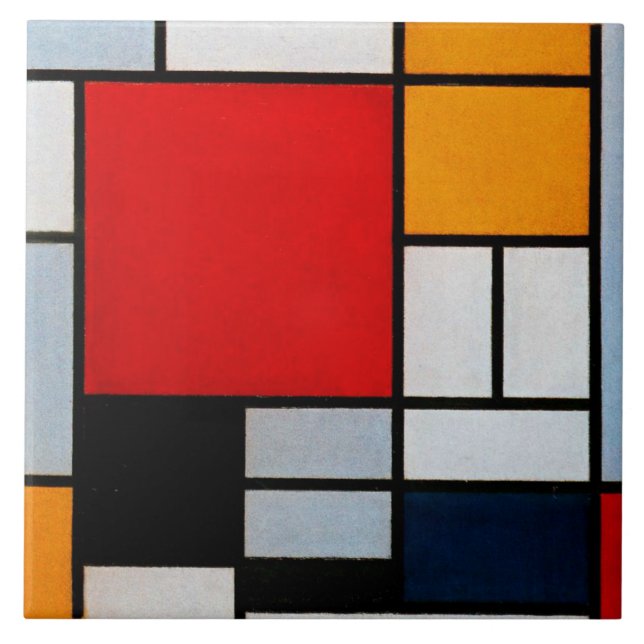 Mondrian - Komposition mit großem rotem Flugzeug Fliese (Vorderseite)