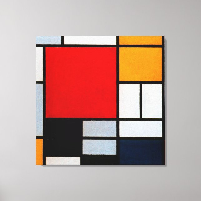 Mondrian - Komposition mit Großrot Leinwanddruck (Vorderseite)