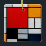 Mondrian - Komposition mit rotem Flugzeug Keramikornament<br><div class="desc">Piet Mondrian Kunstwerk,  Komposition mit großem rotem Flugzeug.</div>