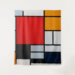 Mondrian - Komposition mit rotem Flugzeug Wandteppich