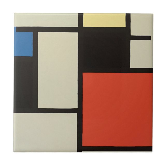 Mondrian Komposition Moderne Abstrakte Malerei Art Fliese (Vorderseite)