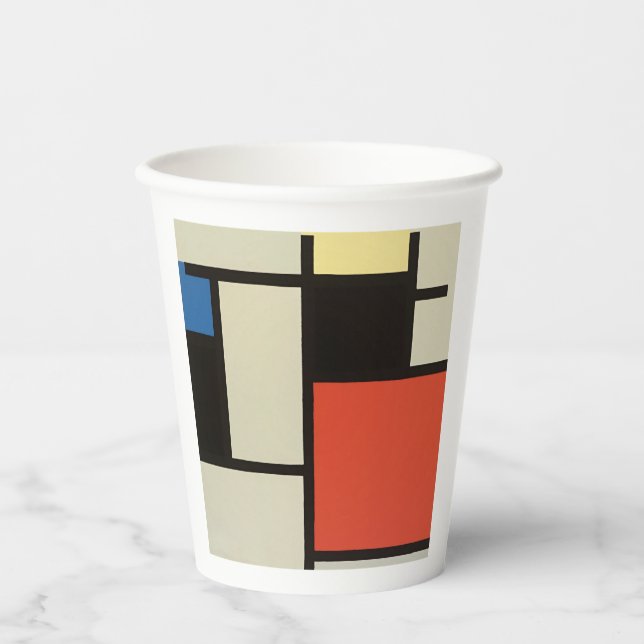 Mondrian Komposition Moderne Abstrakte Malerei Art Pappbecher (Vorderseite)