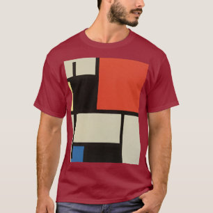 Mondrian Komposition Moderner Abstrakter Maroon T-Shirt
