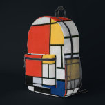 Mondrian Komposition Red Yellow Blue Black Bedruckter Rucksack<br><div class="desc">Piet Mondrian's Komposition mit einem berühmten Gemälde aus Rot,  Gelb,  Blau und Schwarz (1921).</div>