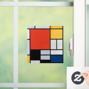 Mondrian Komposition Red Yellow Blue Black Fensteraufkleber