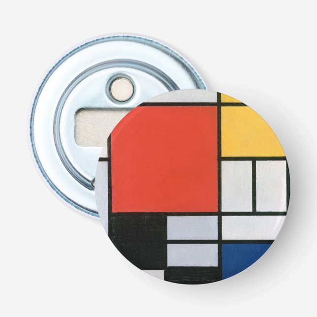 Mondrian Komposition Red Yellow Blue Black Flaschenöffner (Vorderseite)