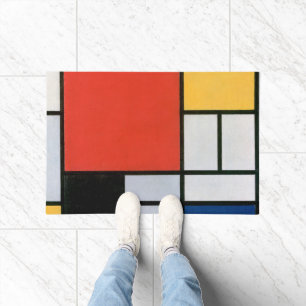 Mondrian Komposition Red Yellow Blue Black Fußmatte