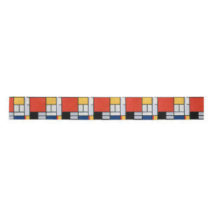 Mondrian Komposition Red Yellow Blue Black Satinband