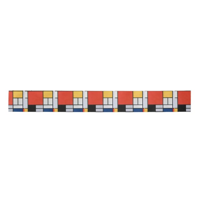Mondrian Komposition Red Yellow Blue Black Satinband (Vorderseite)
