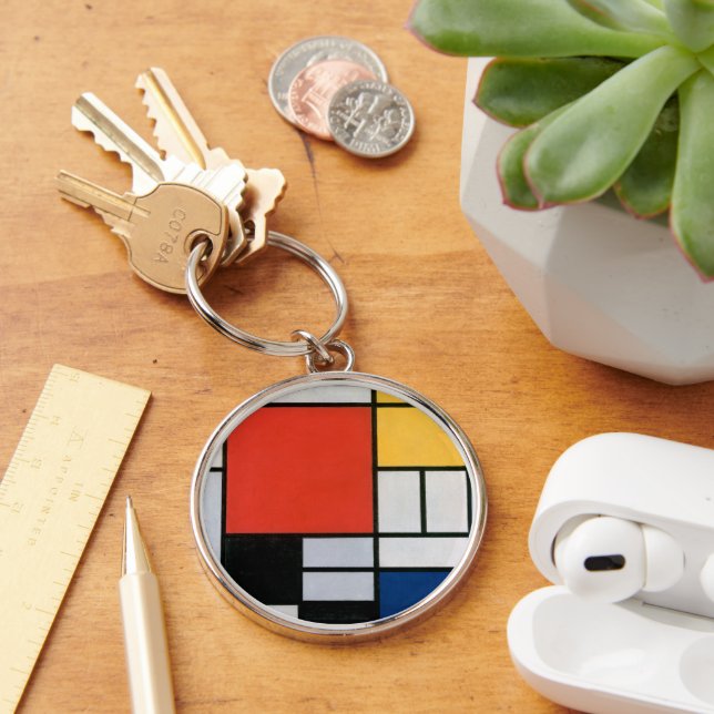 Mondrian Komposition Red Yellow Blue Black Schlüsselanhänger (Schreibtisch)