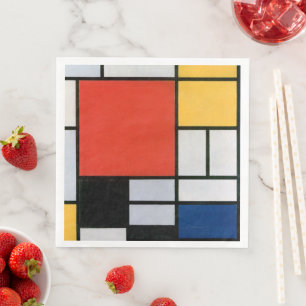 Mondrian Komposition Red Yellow Blue Black Serviette