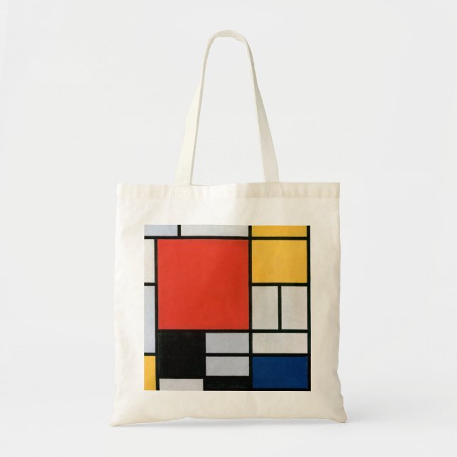 Mondrian Komposition Red Yellow Blue Black Tragetasche (Vorne)