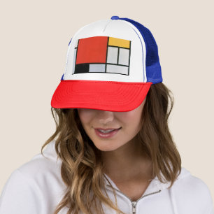 Mondrian Komposition Red Yellow Blue Black Truckerkappe