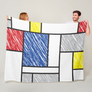 Mondrian Kritzeleien Minimalistischer De-Stijl-Mod Fleecedecke