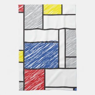 Mondrian Kritzeleien Minimalistischer De Stijl Mod Handtuch