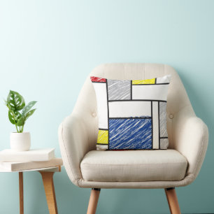 Mondrian Kritzeleien Minimalistischer De-Stijl-Mod Kissen