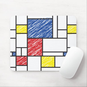 Mondrian Kritzeleien Minimalistischer De-Stijl-Mod Mousepad