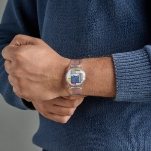 Mondrian Kritzeleien Minimalistischer De-Stijl-Sti Armbanduhr