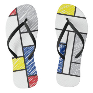 Mondrian Kritzeleien Minimalistischer De-Stijl-Sti Flip Flops