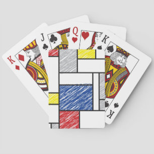 Mondrian Kritzeleien Minimalistischer De-Stijl-Sti Spielkarten
