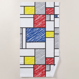 Mondrian Kritzeleien Minimalistischer De-Stijl-Sti Strandtuch