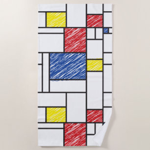 Mondrian Kritzeleien Minimalistischer De-Stijl-Sti Strandtuch