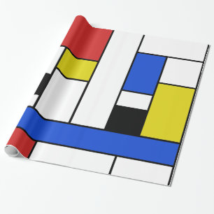 Mondrian Linien Glänzendes Geschenkpapier, 76 cm x Geschenkpapier