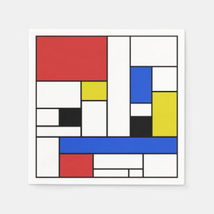 Mondrian Linien Weiße Cocktail-Papierservietten Serviette