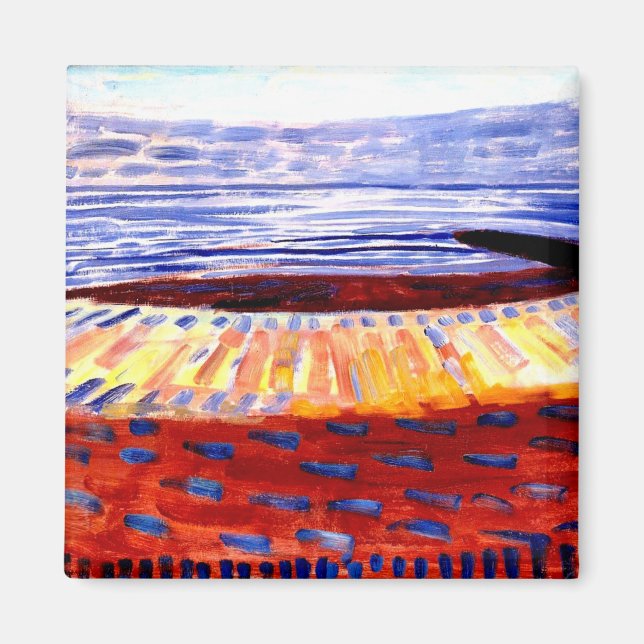 Mondrian - Meer nach Sonnenuntergang, buntes Bild Magnet (Vorne)