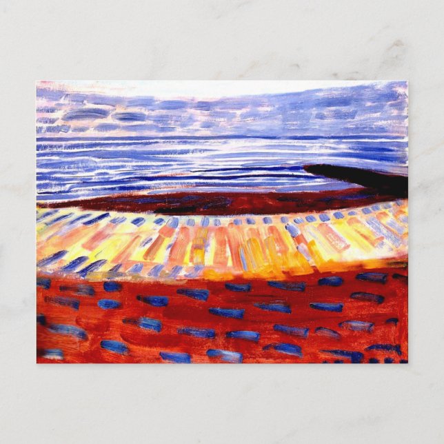 Mondrian - Meer nach Sonnenuntergang, buntes Bild Postkarte (Vorderseite)