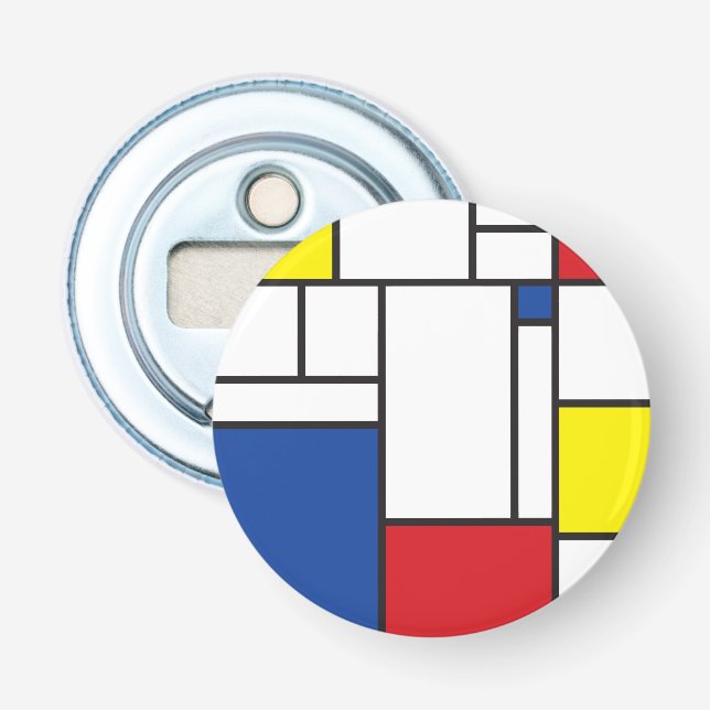 Mondrian Minimalistisch Geometric De Stijl Moderne Flaschenöffner (Vorderseite)
