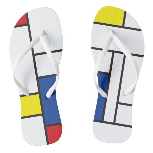 Mondrian Minimalistisch Geometric De Stijl Moderne Flip Flops (Fußbett)