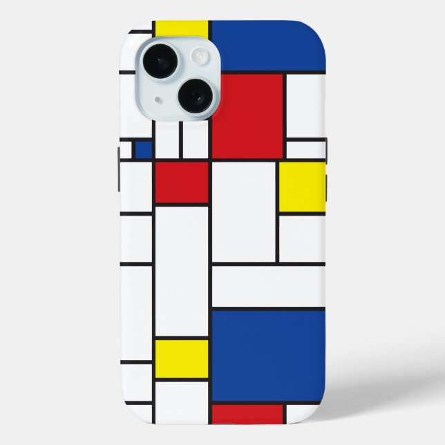 Mondrian Minimalistisch Geometric De Stijl Moderne iPhone 15 Hülle (Rückseite)