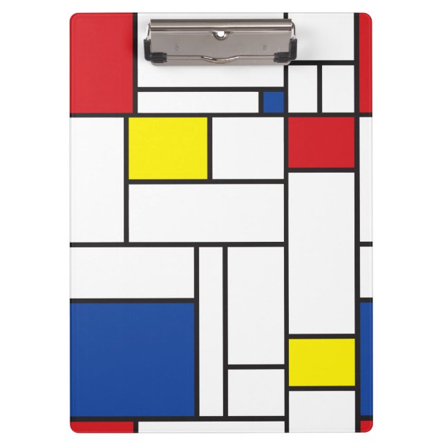 Mondrian Minimalistisch Geometric De Stijl Moderne Klemmbrett (Vorderseite)
