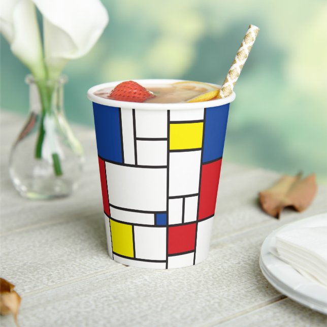 Mondrian Minimalistisch Geometric De Stijl Moderne Pappbecher (In Situ)