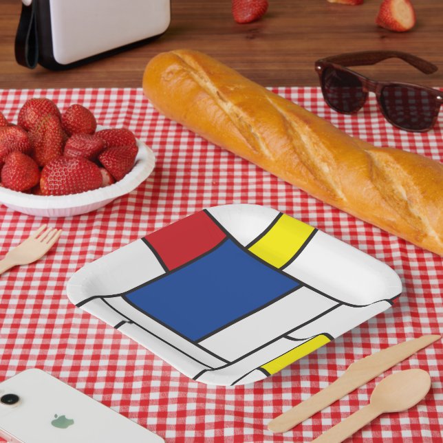 Mondrian Minimalistisch Geometric De Stijl Moderne Pappteller (Picknick)
