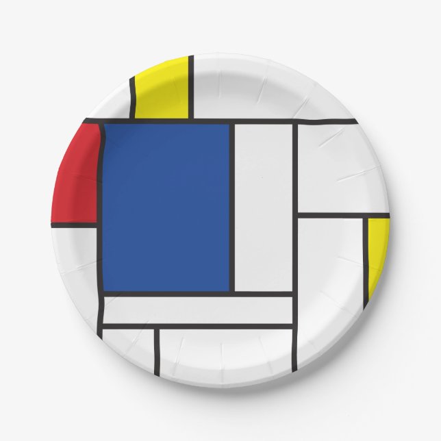 Mondrian Minimalistisch Geometric De Stijl Moderne Pappteller (Vorderseite)