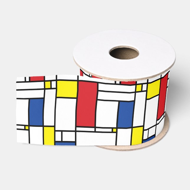 Mondrian Minimalistisch Geometric De Stijl Moderne Ripsband (Spule)