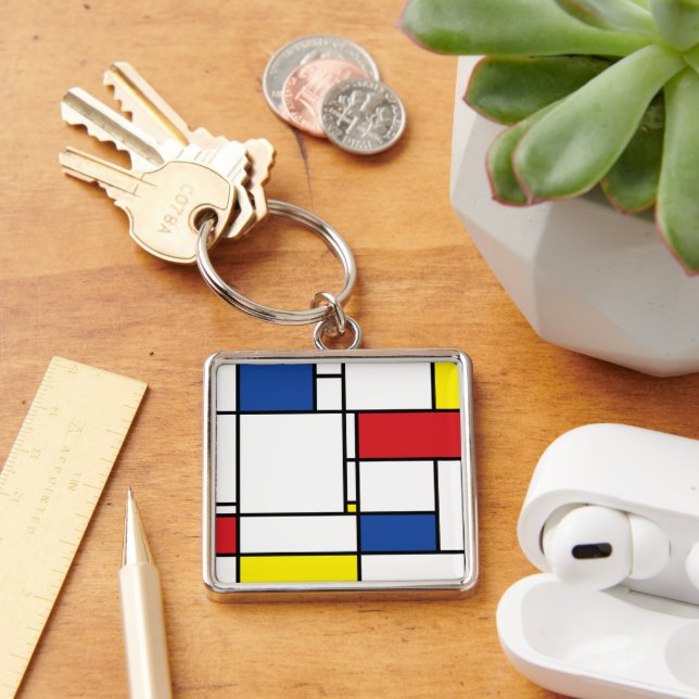 Mondrian Minimalistisch Geometric De Stijl Moderne Schlüsselanhänger (Schreibtisch)