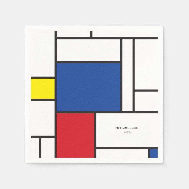 Mondrian Minimalistisch Geometric De Stijl Moderne Serviette (Vorderseite)