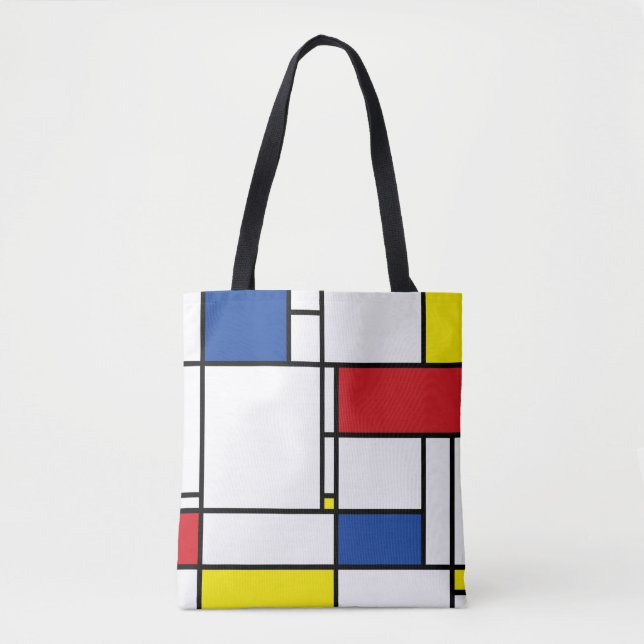 Mondrian Minimalistisch Geometric De Stijl Moderne Tasche (Vorderseite)