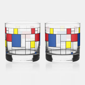 Mondrian Minimalistisch Geometric De Stijl Moderne Whiskyglas